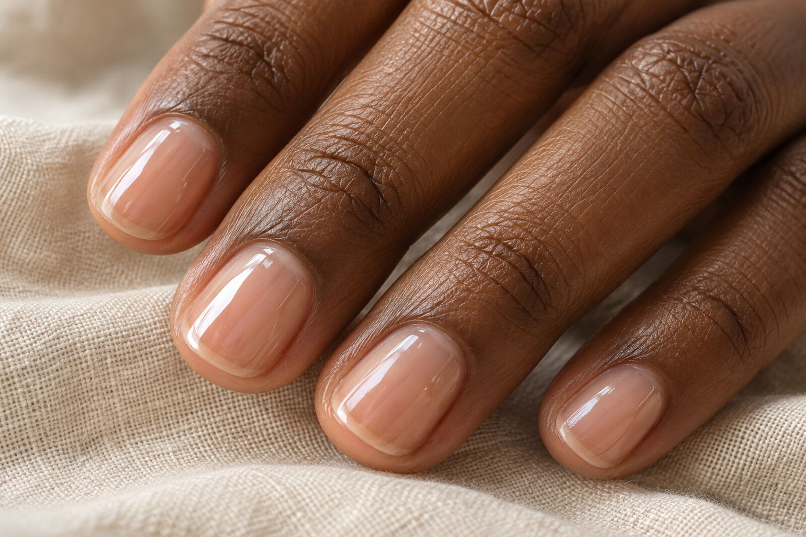 Nagels egaal gemaakt met een heldere rubber base